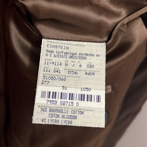 Hugo Boss Velvet Brown Lined Classic Blazer Size Large - Picture 9 of 11